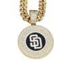 oly-ea7ae50f8569d6a049fc02d4ad72237f Wholesale Accessories Fashion Colorful Oil Dripping Baseball Team Padres Pendant Necklace Men's Hip-Hop Full Diamond Cuban Chain