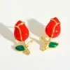 1 Pair Casual Novelty Romantic Tulips Plating Titanium Steel 18K Gold Plated PVD Coated Ear Studs