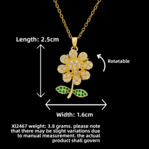 XL2467 Smiling Sunflower Necklace / Gold