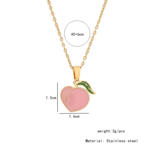 PVD Coated 18K Gold Real Plated Cherry Strawberry Watermelon 304 Stainless Steel Casual Elegant Lady Waterproof Non Tarnish Pendant Necklace