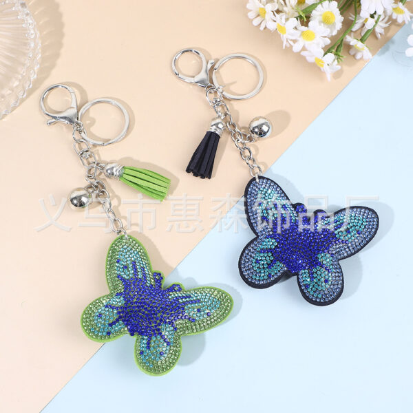 Wholesale Colorful diamond studded butterfly keychain