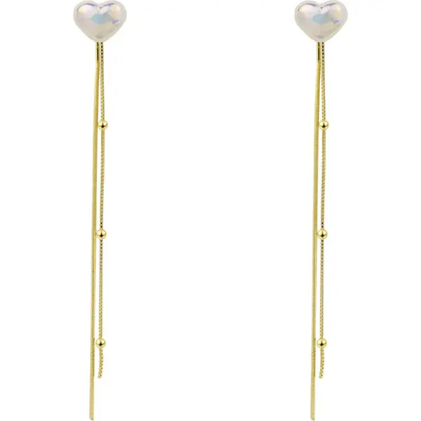 1 Pair Fairy Style Korean Style Heart Shape Inlay Alloy Artificial Pearls Dangling Earrings