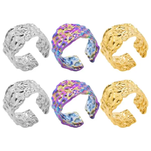 Wholesale PVD Coated Real Gold Plated 18K Gold Solid Color 304 Stainless Steel Simple Style Classic Style Waterproof Non Tarnish Rings