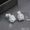 Wholesale Simple Square Full Of Zircon Platinum Plated Copper Stud Earrings Jewelry