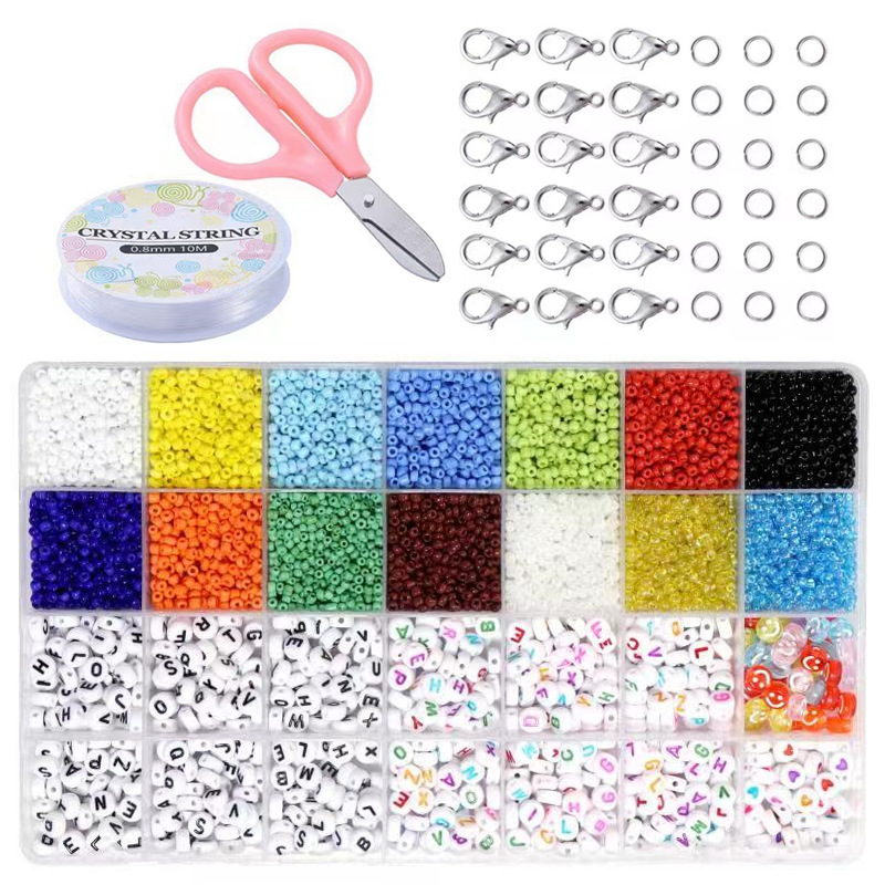 Wholesale DIY puzzle Beaded 28 Boxed Set of Solid Color Paint Glass Beads DIY Bracelet Necklace Aessories Colorful Small Rice Beads
