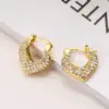 Wholesale 1 Pair Simple Style Commute Heart Shape Plating Inlay Copper Zircon 18k Gold Plated Earrings