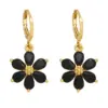 Wholesale 1 Pair Simple Style Flower Daisy Plating Inlay Copper Zircon 18k Gold Plated Drop Earrings
