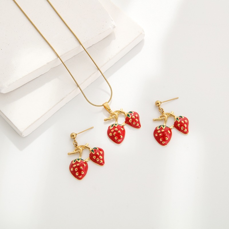 Wholesale Sweet Ft Series Strawberry Cherry Earrings