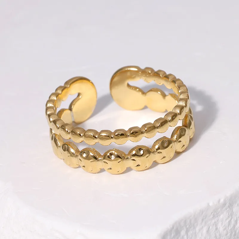 Wholesale 304 Stainless Steel 18K Gold Plated Simple Style Plating Solid Color Rings