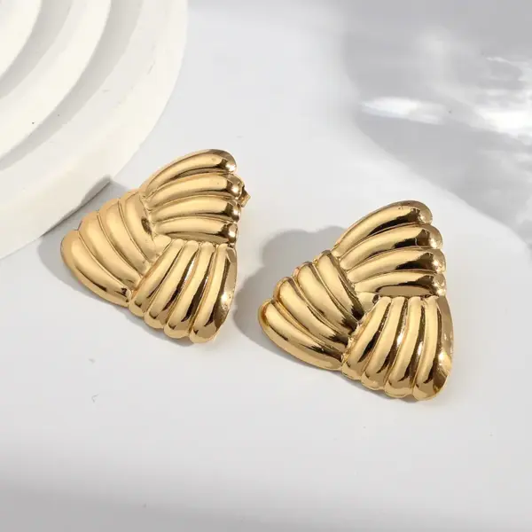 Wholesale Electroplating Golden Plated Triangle Square Oval 304 Stainless Steel Casual Simple Style Polishing Plating Earrings
