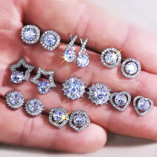 Wholesale Simple Style Flower Copper Inlay Zircon Ear Studs 1 Pair