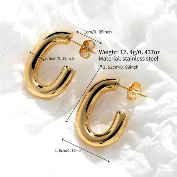 PVD Coated 18K Gold Plated Solid Color Stainless Steel Simple Style Classic Style Ear Studs