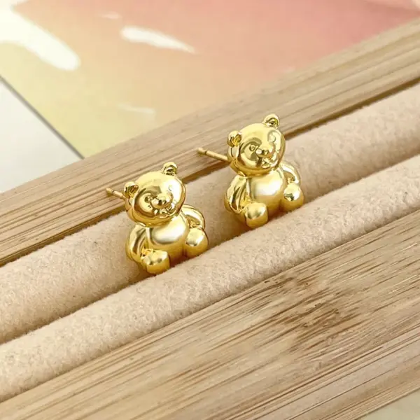 Copper Bear Electroplating Electroplated K Gold Plated Golden Plated White Gold Plated Cute Simple Style Plating Ear Studs