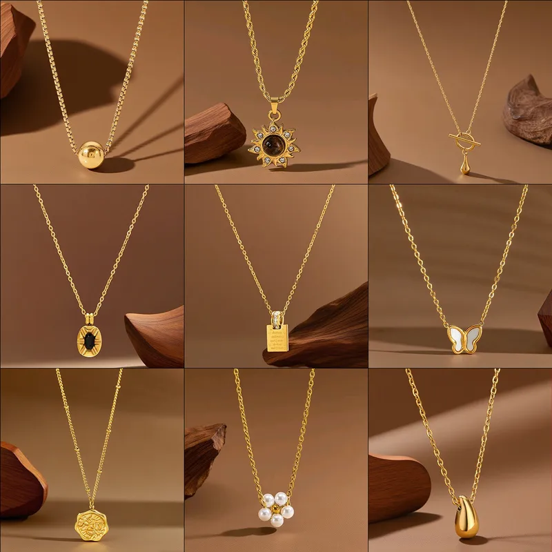 Wholesale Light Luxury Water op Heart-shaped Bowknot Titanium Steel Pendant Necklace For Women Non-fading Versatile High-end Sensual Exquisite Collarb