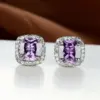Wholesale Retro Square Copper Inlay Zircon Ear Studs 1 Pair