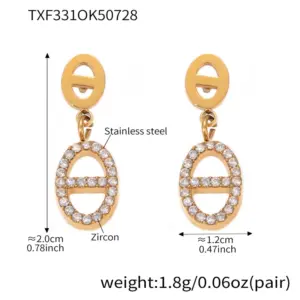 TXF331-Gold Zircon Earrings