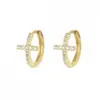 Wholesale Simple Style Cross Copper Earrings Inlay Zircon Copper Earrings