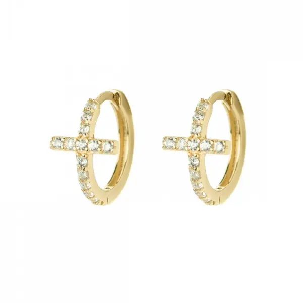 Wholesale Simple Style Cross Copper Earrings Inlay Zircon Copper Earrings