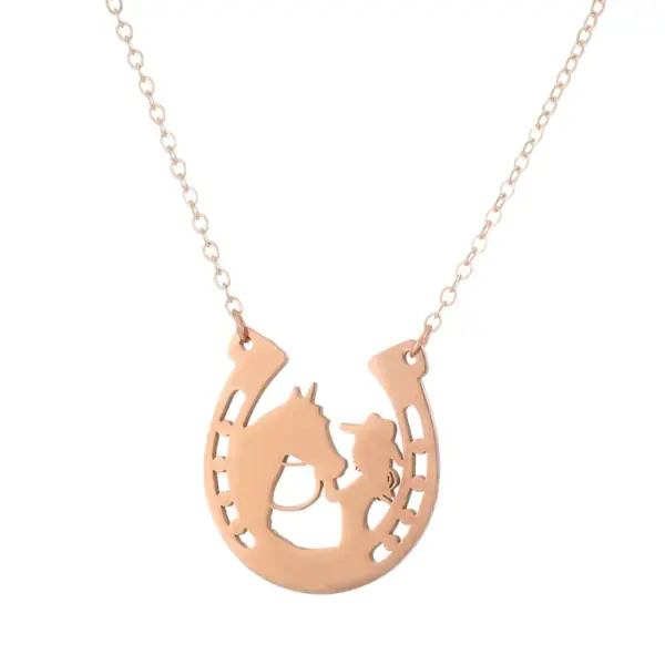 Stainless Steel Human Animal Horse PVD Coated Titanium Steel Rose Golden Plated Gold Plated Cartoon Style Waterproof Non Tarnish Plating Rose Gold Gold Silver Necklace