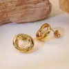 1 Pair Simple Style Classic Style Round 304 Stainless Steel Imitation Gold Electroplating Ear Studs