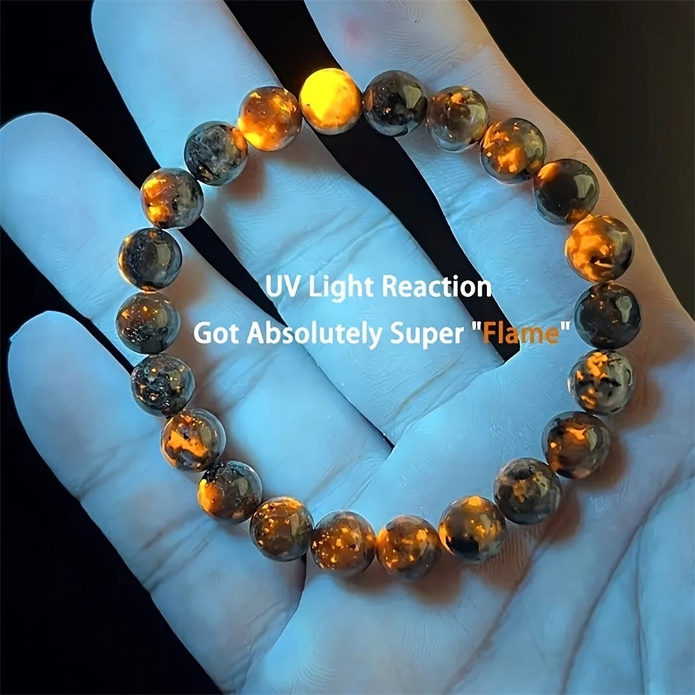 Wholesale 6/8/10mm Natural Flame Stone Bead Bracelet European and American Cross-border Aressive Hip Hop Punk Beaded Bead Bracelet Male