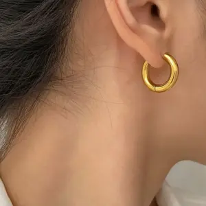 Wholesale PVD Coated Real Gold Plated 18K Gold Geometric 304 Stainless Steel Fashion Waterproof Non Tarnish Earrings