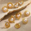 1 Pair Casual Basic Simple Style Round Heart Shape Inlay 304 Stainless Steel Imitation Pearl 18K Gold Plated Ear Studs