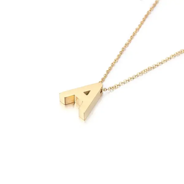 PVD Coated 18K Gold Plated Letter Titanium Steel Fashion Waterproof Non Tarnish Necklace