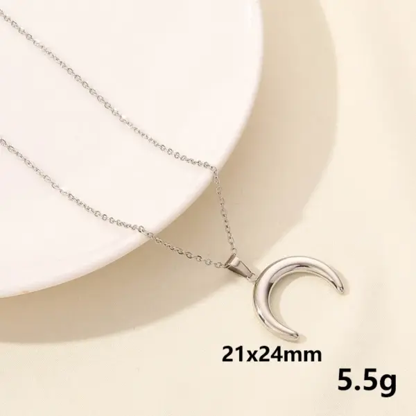 Wholesale PVD Coated Real Gold Plated Star Moon 304 Stainless Steel IG Style Simple Style Waterproof Non Tarnish 304 Stainless Steel Pendant Necklace
