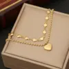Wholesale Fashion Heart Shape Stainless Steel Pearl Plating Inlay Zircon Bracelets Earrings Necklace