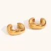 Wholesale PVD Coated Real Gold Plated Geometric Stainless Steel Basic Classic Style Waterproof Non Tarnish Ear Cuffs