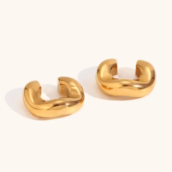Wholesale PVD Coated Real Gold Plated Geometric Stainless Steel Basic Classic Style Waterproof Non Tarnish Ear Cuffs