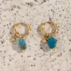 Wholesale 1 Pair Classic Style Geometric Plating Stainless Steel Natural Stone Gold Plated Earrings