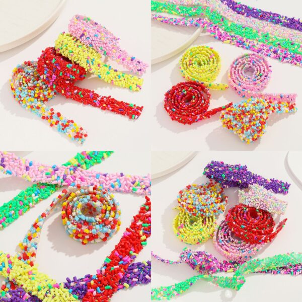 Wholesale Colored resin cylindrical mixed style 1.5cm wide double-sided hot melt adhesive drill strip