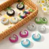 Wholesale 1 Pair Nordic Style Lady Tropical C Shape Inlay 304 Stainless Steel CCB Zircon Ear Studs