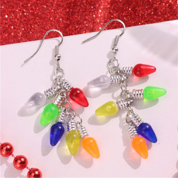 Wholesale Christmas colorful light bulb earrings