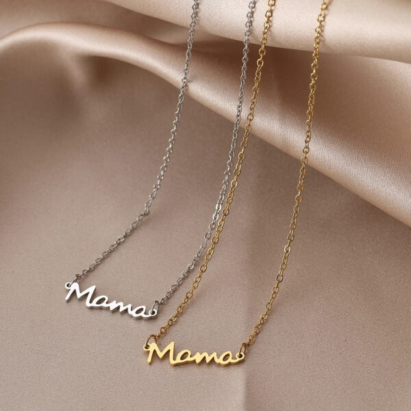 Wholesale Cross-border Mother's Day Series Mama Necklace English Letter Pendant Titanium Steel Personality Necklace Overseas Explosions Jewelry