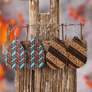 oly-eaff2d603805f886991b5daf486e1a82 Wholesale Western style cow and leopard print teardrop double-sided earrings