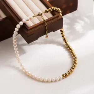 YK round Pearl Necklace-Gold