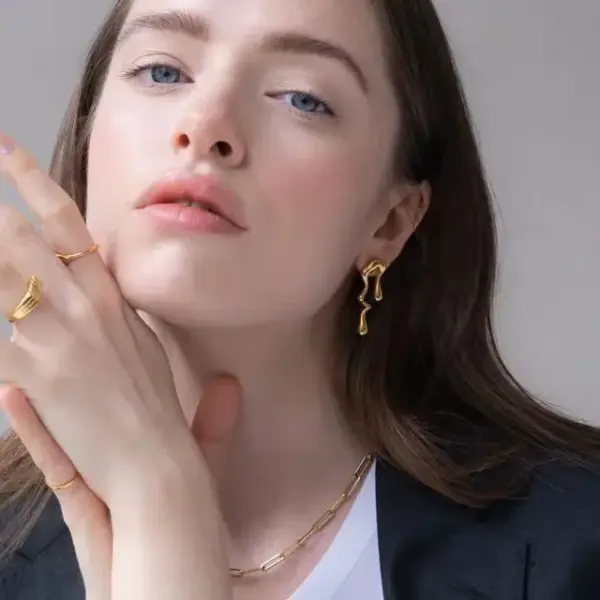 Wholesale PVD Coated Real Gold Plated 18K Gold Water Droplets 304 Stainless Steel Elegant Simple Style Waterproof Non Tarnish Drop Earrings