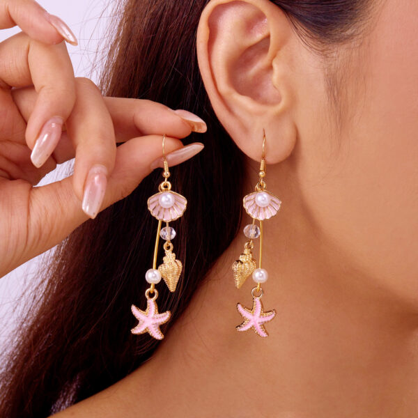 Wholesale Summer Fresh Conch Starfish Long Pendant Tassel Ear Hook Earrings Women's Niche Exquisite Versatile Seaside Earrings
