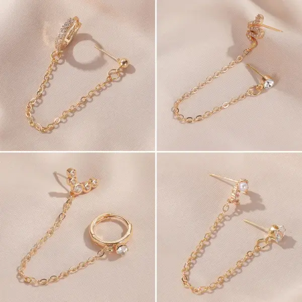 Ear Cartilage Rings & Studs Simple Style Copper Plating Artificial Gemstones