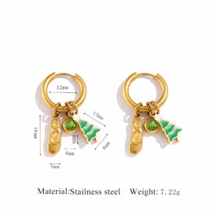 Christmas tree dancing shoes rhinestone earrings