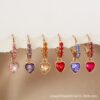 Wholesale Pair of Cute Fashion Eco-friendly Metal Alloy Diamond Peach Heart Pendant Earrings Valentine's Day Mother's Day Earrings Earrings