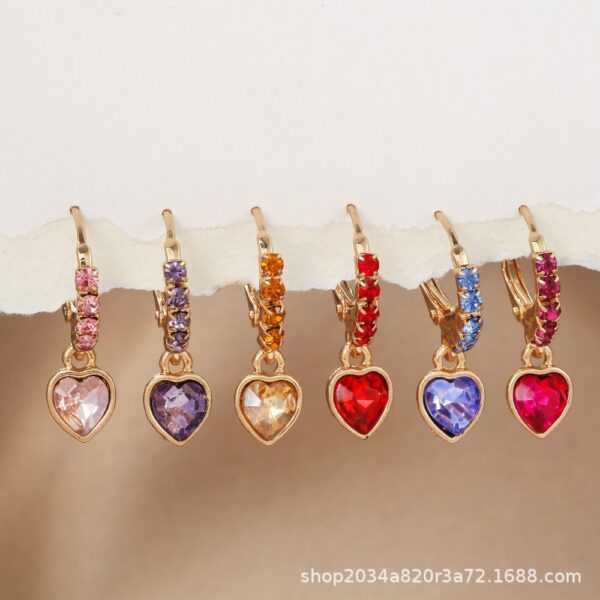 Wholesale Pair of Cute Fashion Eco-friendly Metal Alloy Diamond Peach Heart Pendant Earrings Valentine's Day Mother's Day Earrings Earrings