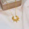 Wholesale 304 Stainless Steel Sun Solid Color PVD Coated 18K Real Gold Plated Modern Style Waterproof Non Tarnish Plating Cable Chain Necklace