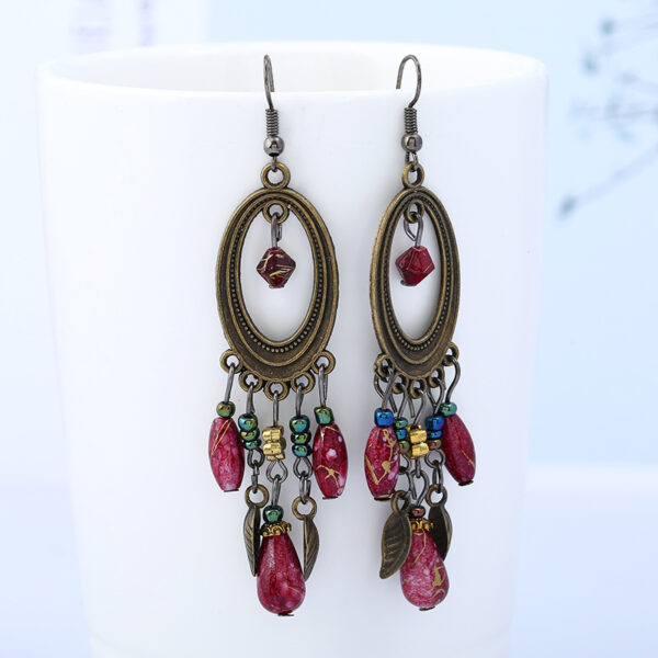 Wholesale Retro long earrings European and American geometric tassel long earrings earrings Bohemia handmade jewelry