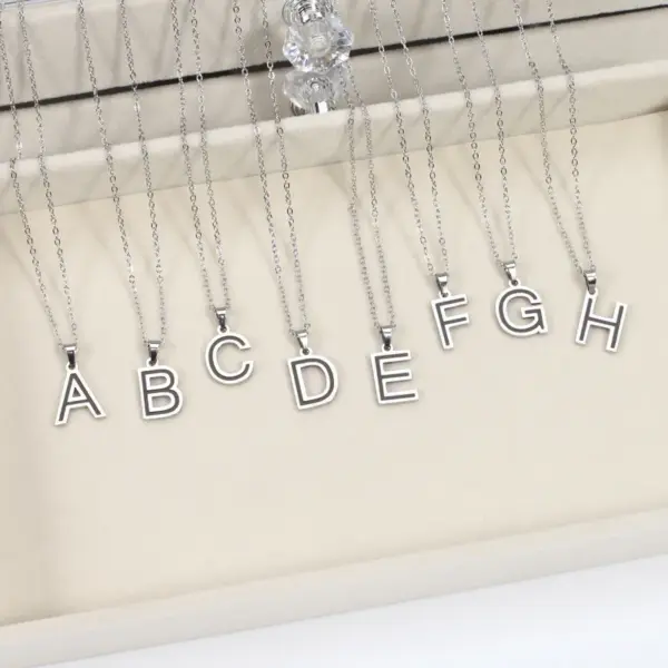 Wholesale 304 Stainless Steel Sweet Polishing Letter Pendant Necklace