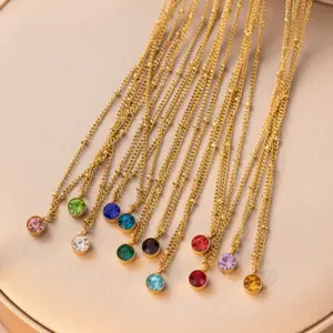 Wholesale Jewelry Lady Geometric Titanium Steel Plating Pendant Necklace Cable Chain