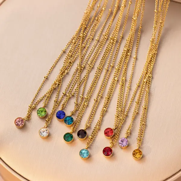 Wholesale Jewelry Lady Geometric Titanium Steel Plating Pendant Necklace Cable Chain